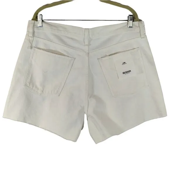 E Hudson Los Angeles Women's White Lori High Rise Denim Shorts NWT Plus Size 32
