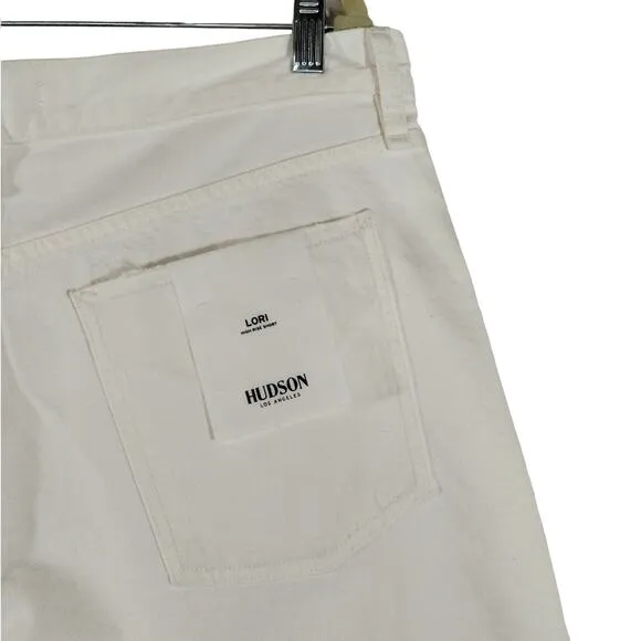 E Hudson Los Angeles Women's White Lori High Rise Denim Shorts NWT Plus Size 32