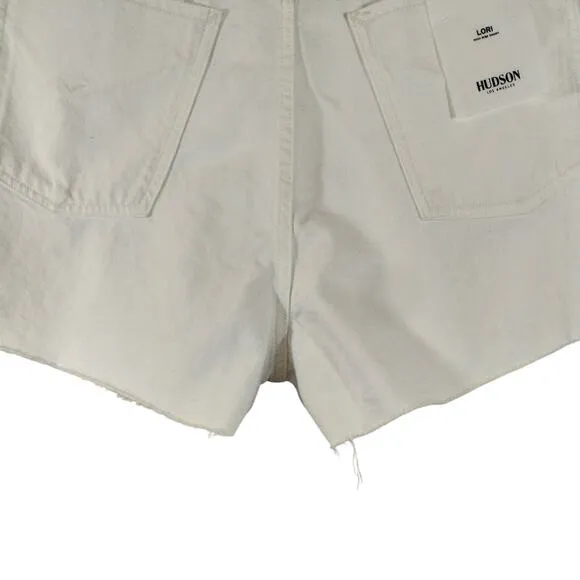 E Hudson Los Angeles Women's White Lori High Rise Denim Shorts NWT Plus Size 32