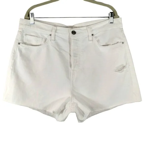 E Hudson Los Angeles Women's White Lori High Rise Denim Shorts NWT Plus Size 32