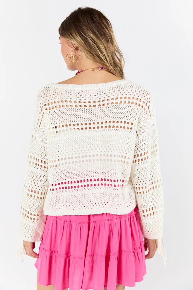Easy Going Cream Open Knit Boat Neck Sweater