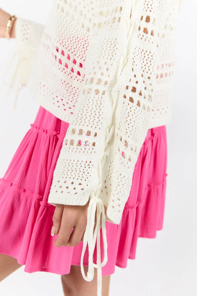 Easy Going Cream Open Knit Boat Neck Sweater