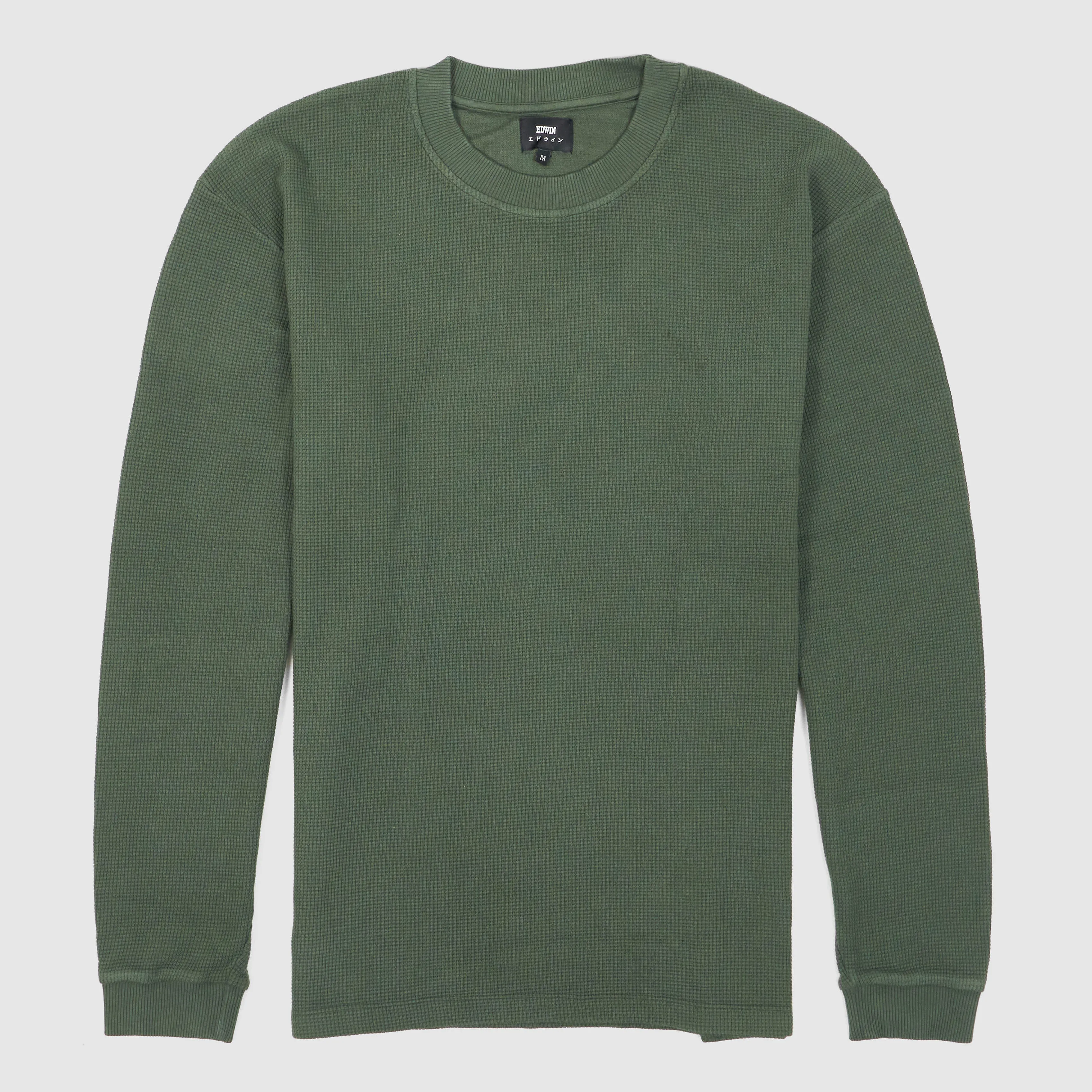 Edwin Crew Neck Waffle Long Sleeve Shirt