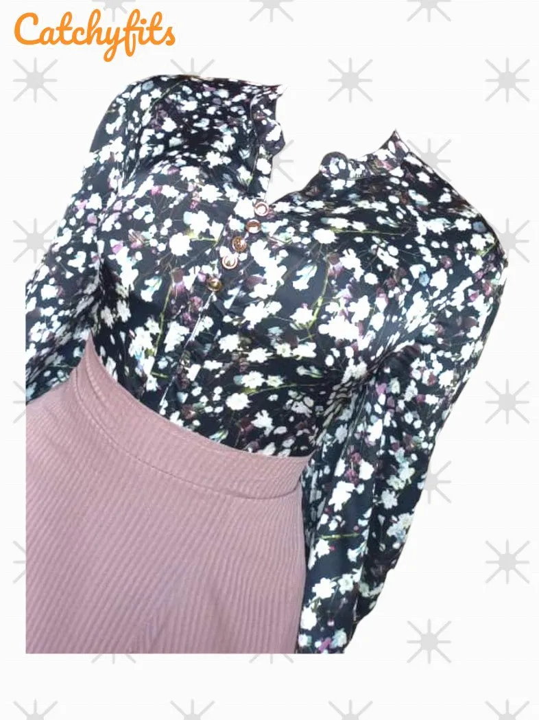 Elegant Floral Blouse for Women – Chic Office Wear & Casual Style