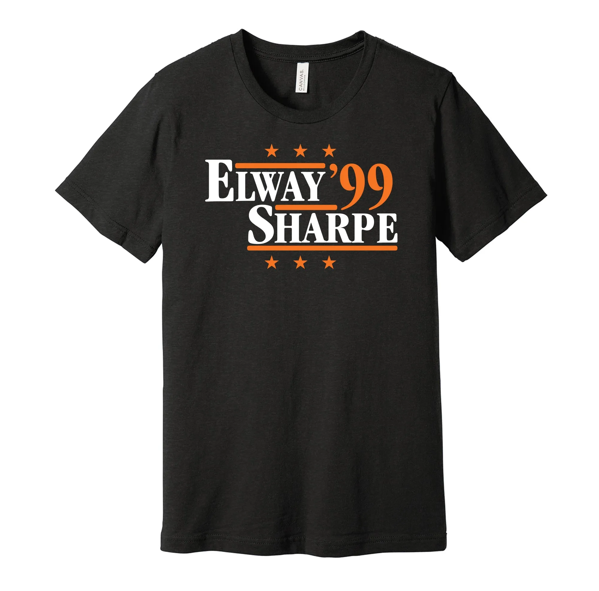 Elway & Sharpe '99 - Denver Football Legends Political Campaign Parody T-Shirt - Hyper Than Hype Shirts