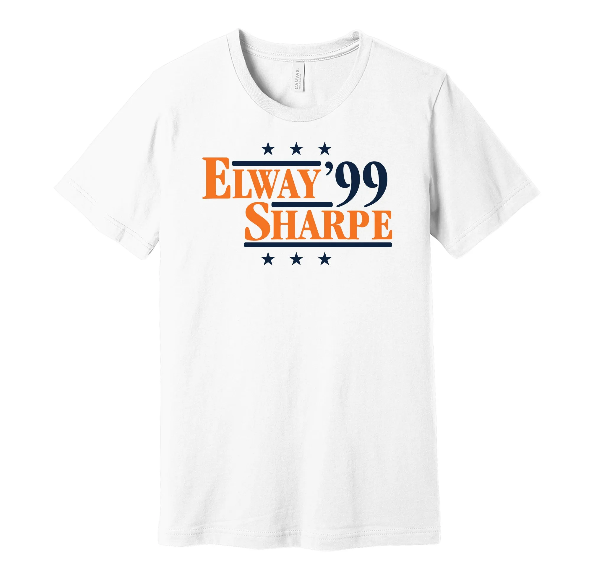 Elway & Sharpe '99 - Denver Football Legends Political Campaign Parody T-Shirt - Hyper Than Hype Shirts