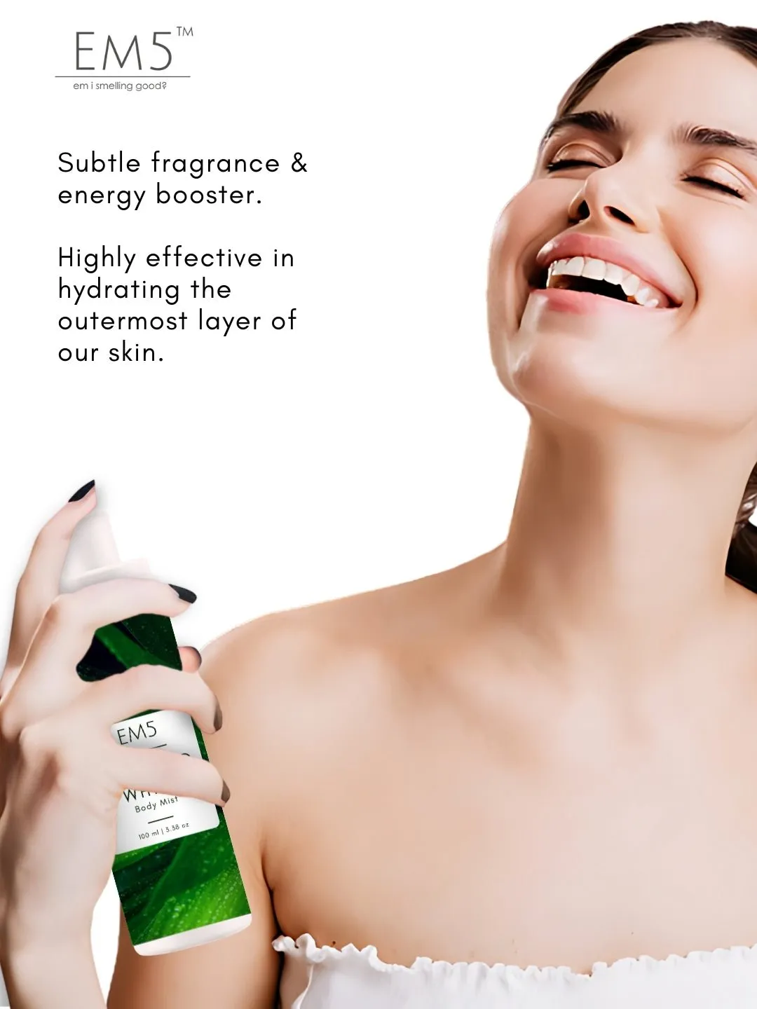 EM5™ Body Mist - Set of 3 Long Lasting Fragrance - Moisturizing and Hydrating Body Mist with Aloe Vera and Vitamin-E (Green Tea Tales- Fresh Musk - Morning Whiff)