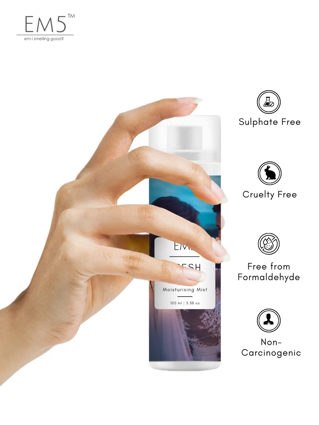 EM5™ Body Mist - Set of 3 Long Lasting Fragrance - Moisturizing and Hydrating Body Mist with Aloe Vera and Vitamin-E (Green Tea Tales- Fresh Musk - Morning Whiff)