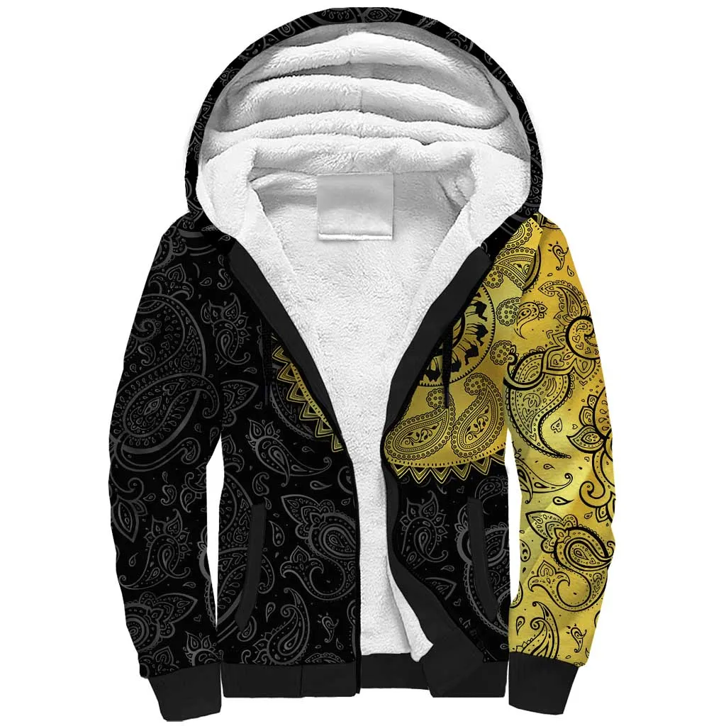 Eritrea African Tribal Mix Paisley Pattern Sherpa Hoodie Chest Arm Tattoo LT15