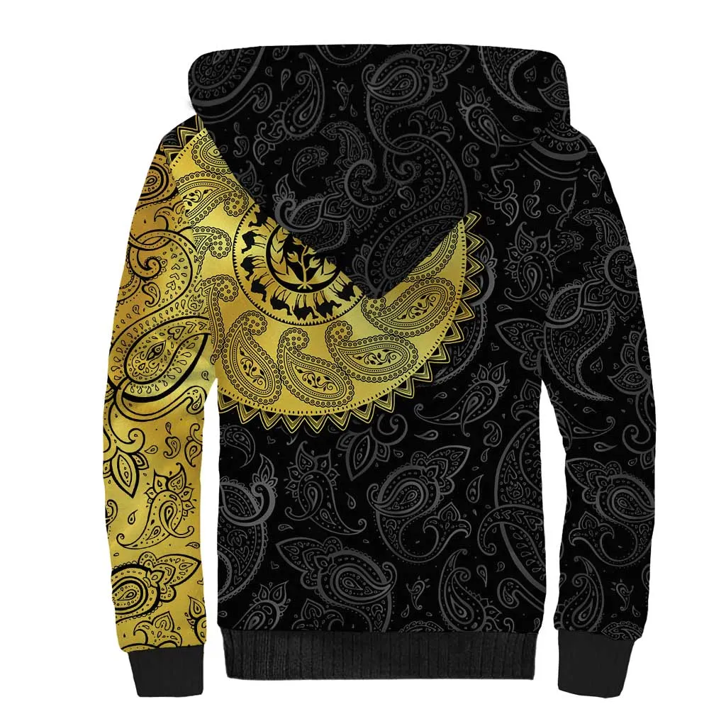 Eritrea African Tribal Mix Paisley Pattern Sherpa Hoodie Chest Arm Tattoo LT15