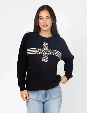EVERYDAY LEOPARD CROSS SWEATER