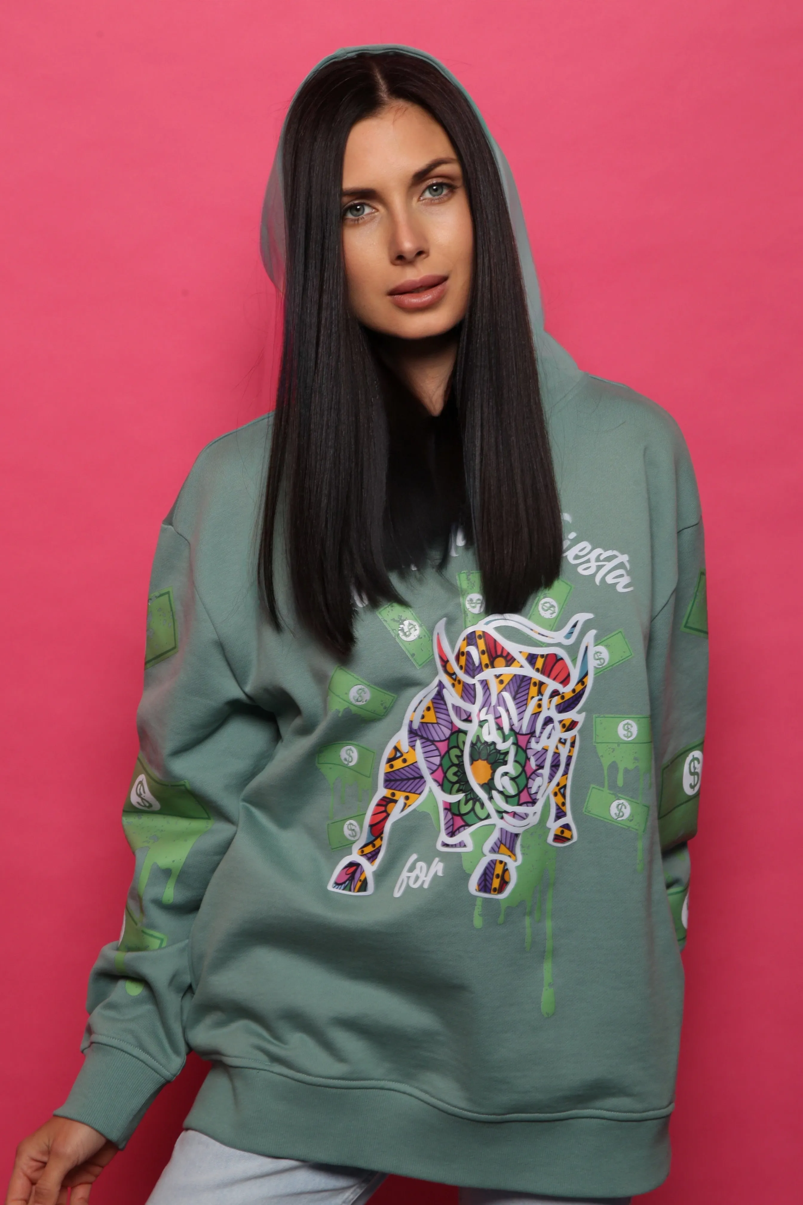 Fiesta Bull Reflective Affirmation Hoodie - Green