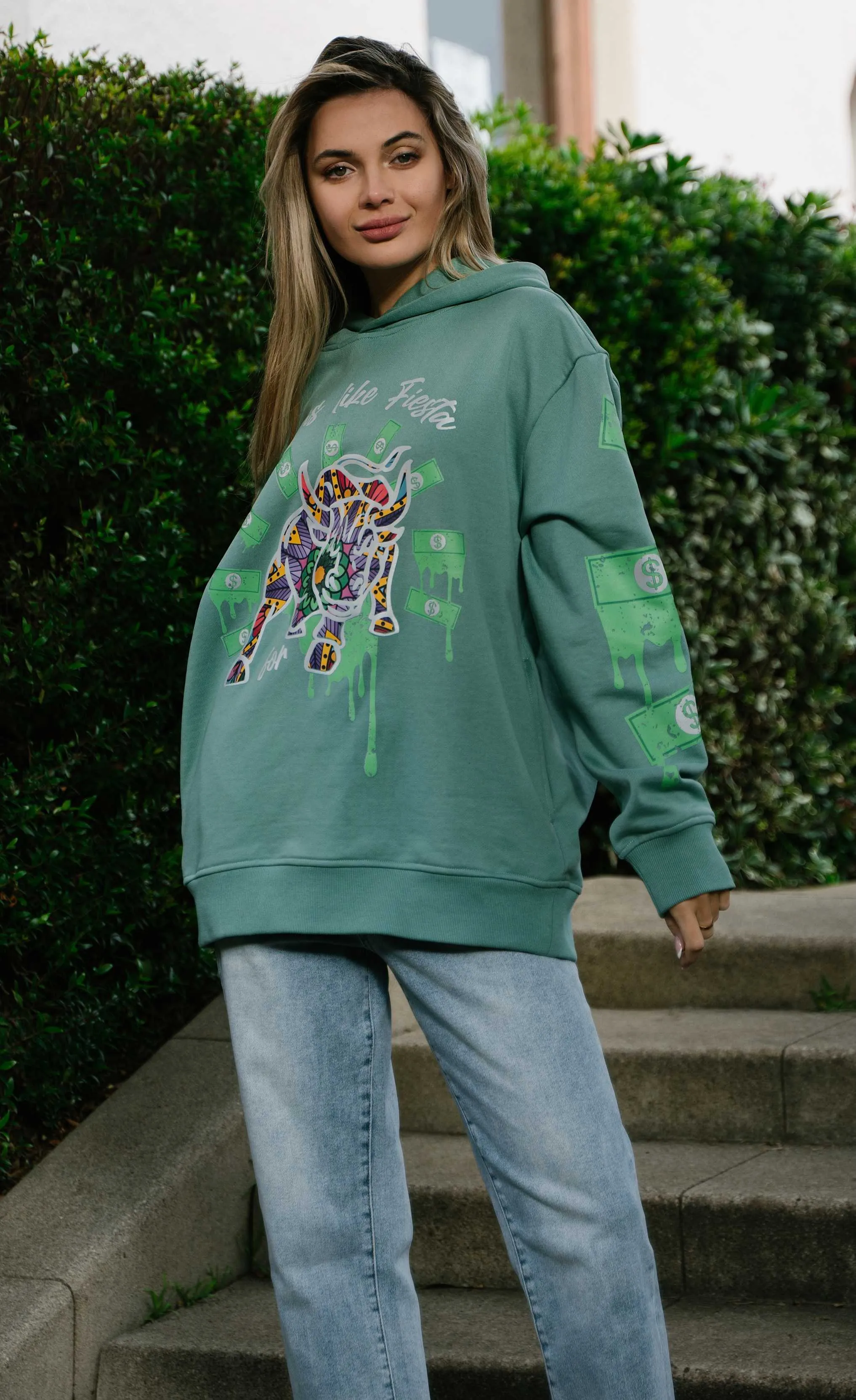 Fiesta Bull Reflective Affirmation Hoodie - Green