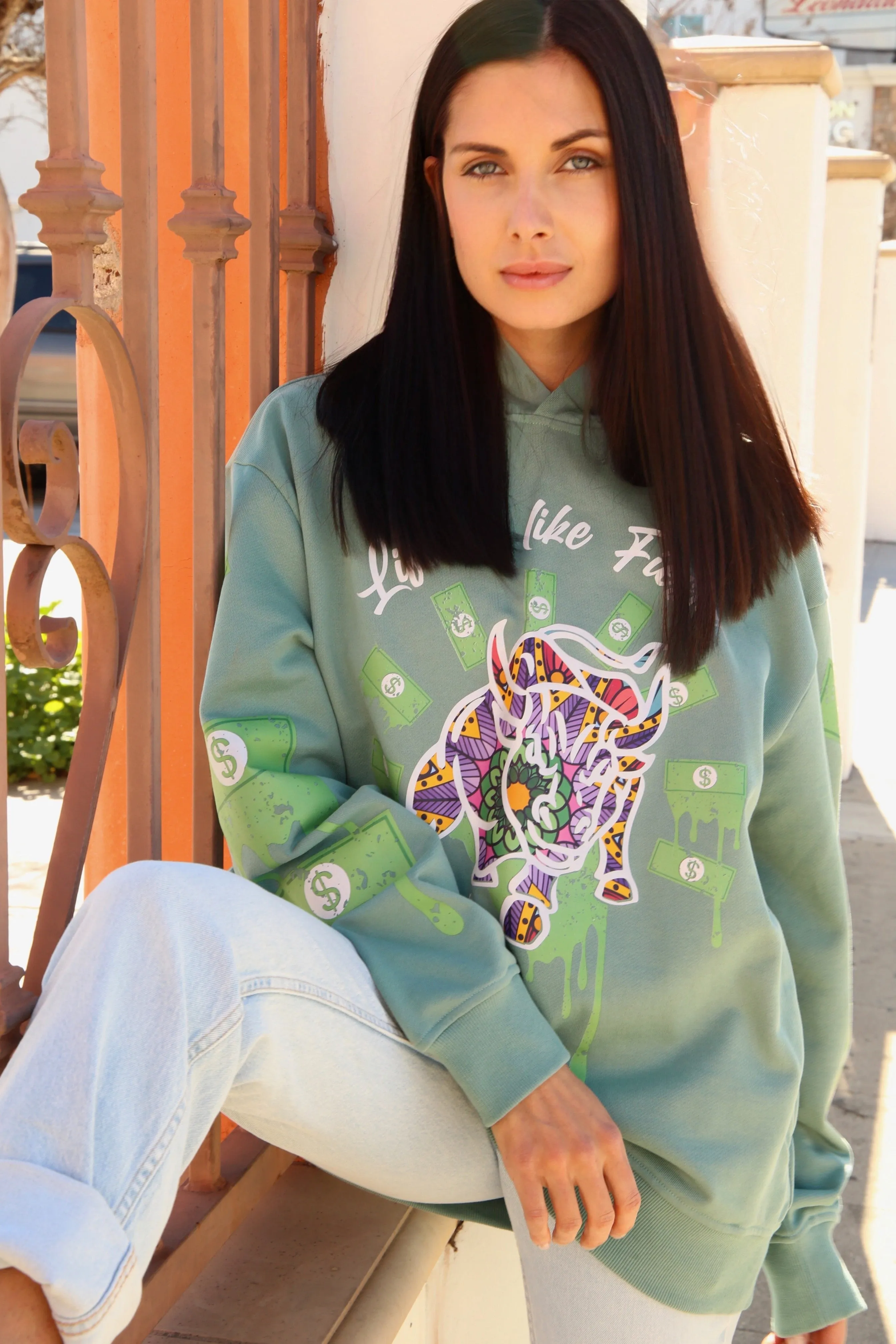 Fiesta Bull Reflective Affirmation Hoodie - Green