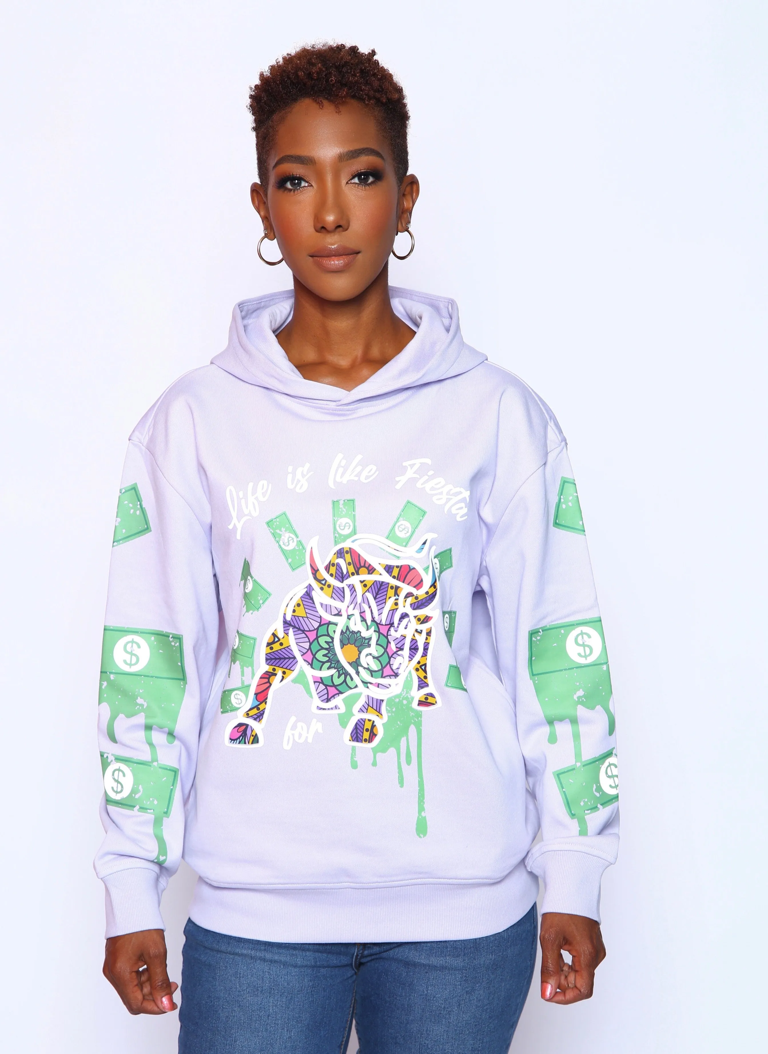 Fiesta Bull Reflective Affirmation Hoodie - Lavender