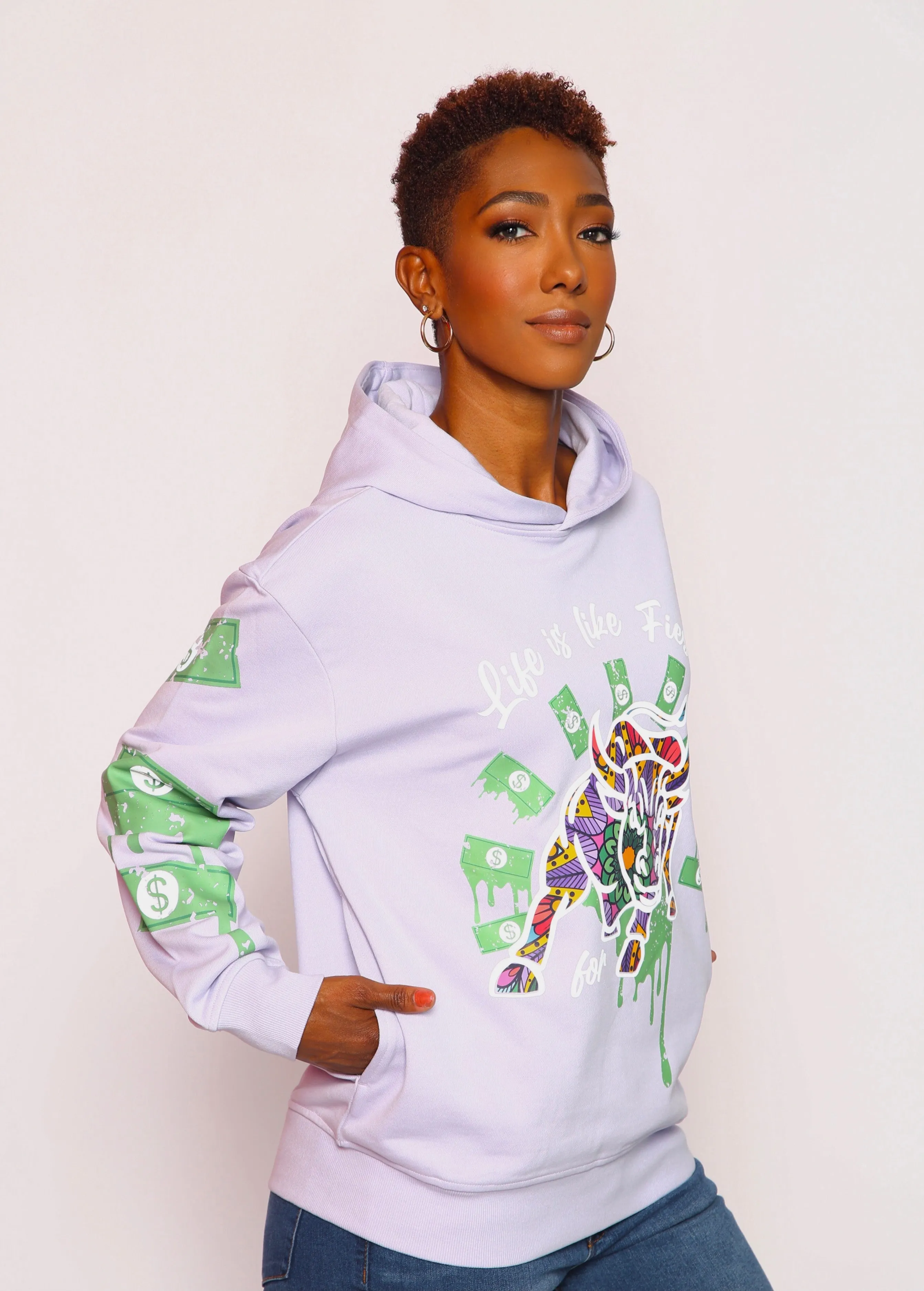 Fiesta Bull Reflective Affirmation Hoodie - Lavender