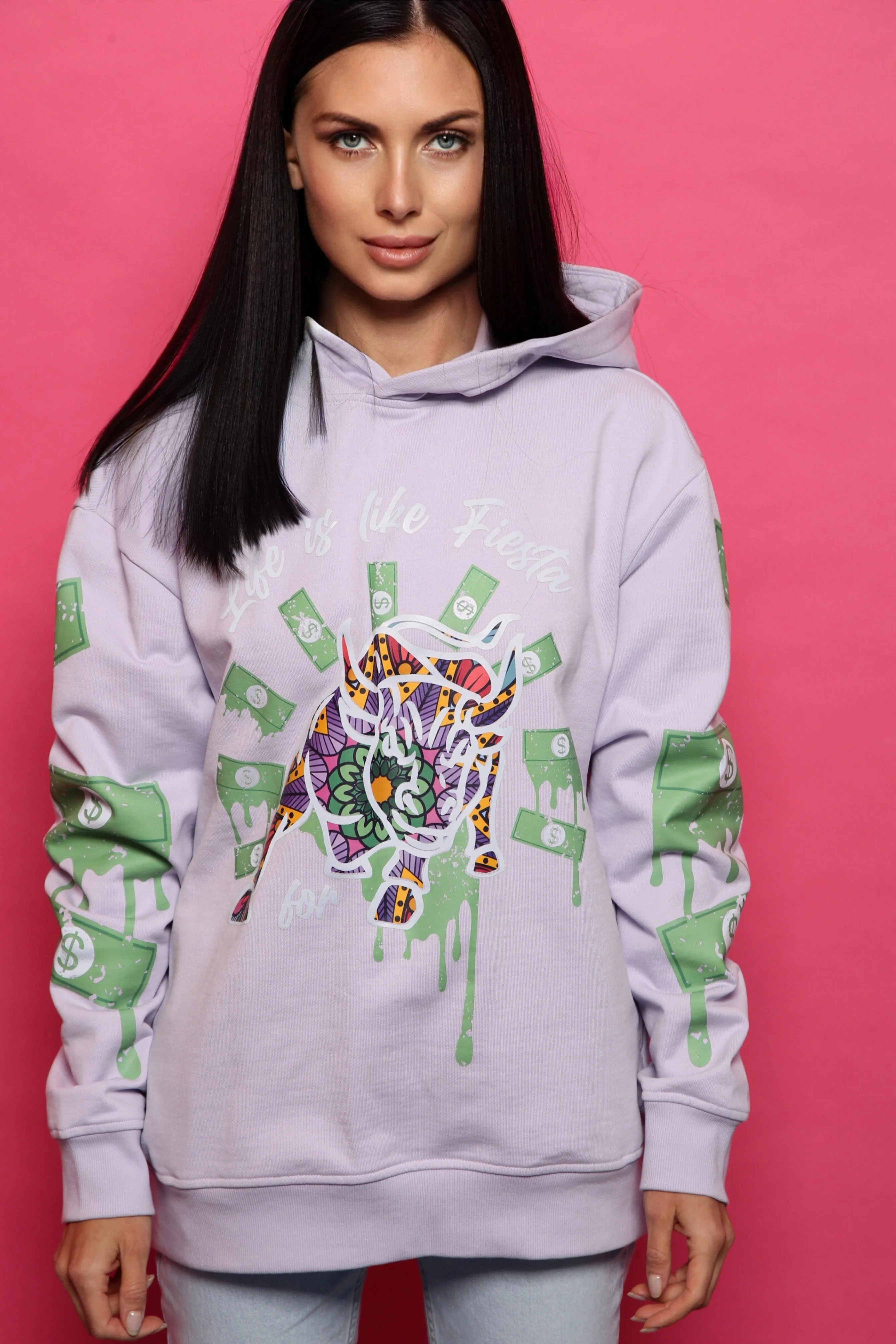 Fiesta Bull Reflective Affirmation Hoodie - Lavender