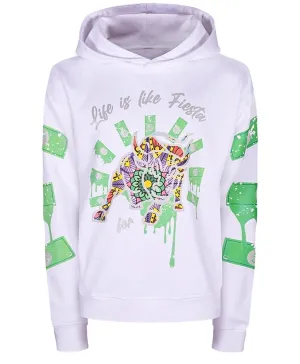 Fiesta Bull Reflective Affirmation Hoodie - White