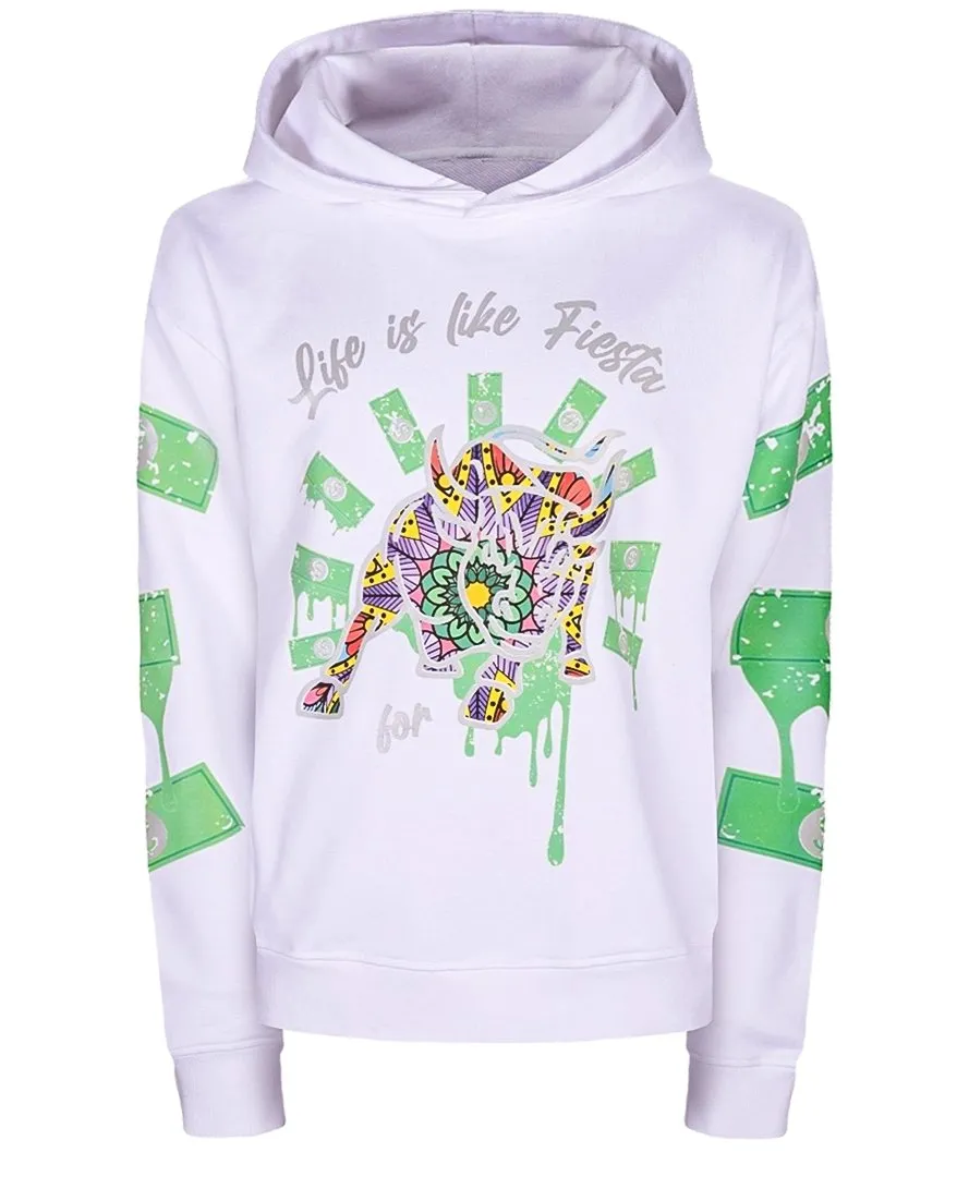 Fiesta Bull Reflective Affirmation Hoodie - White