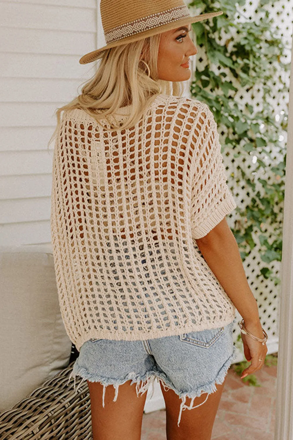 Fishnet Knit Sweater Tee