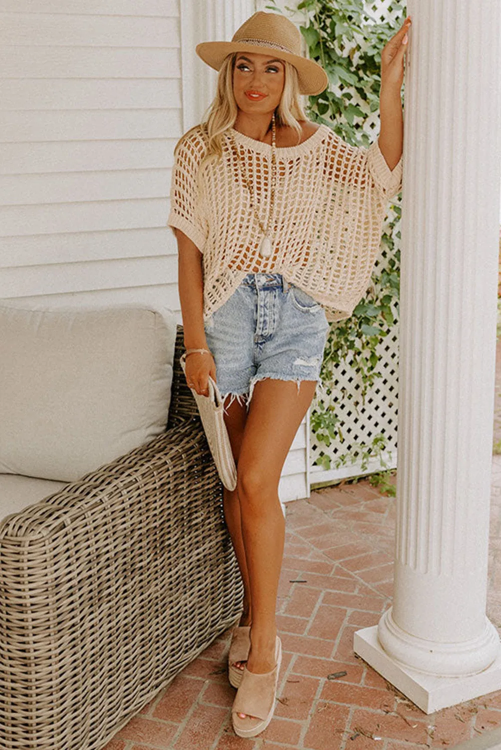 Fishnet Knit Sweater Tee