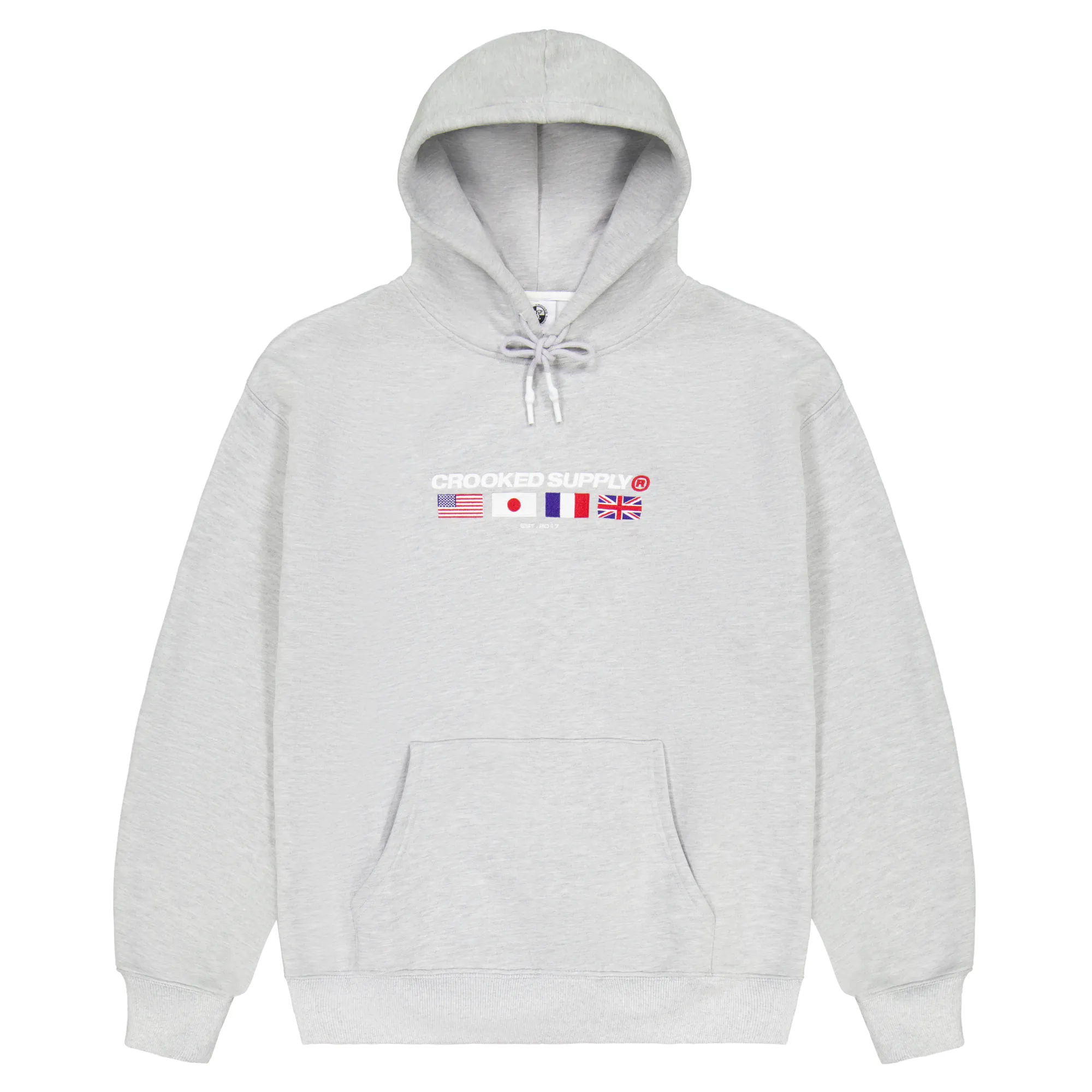 Flag Hoodie - Heather Grey (Embroidered Logo)