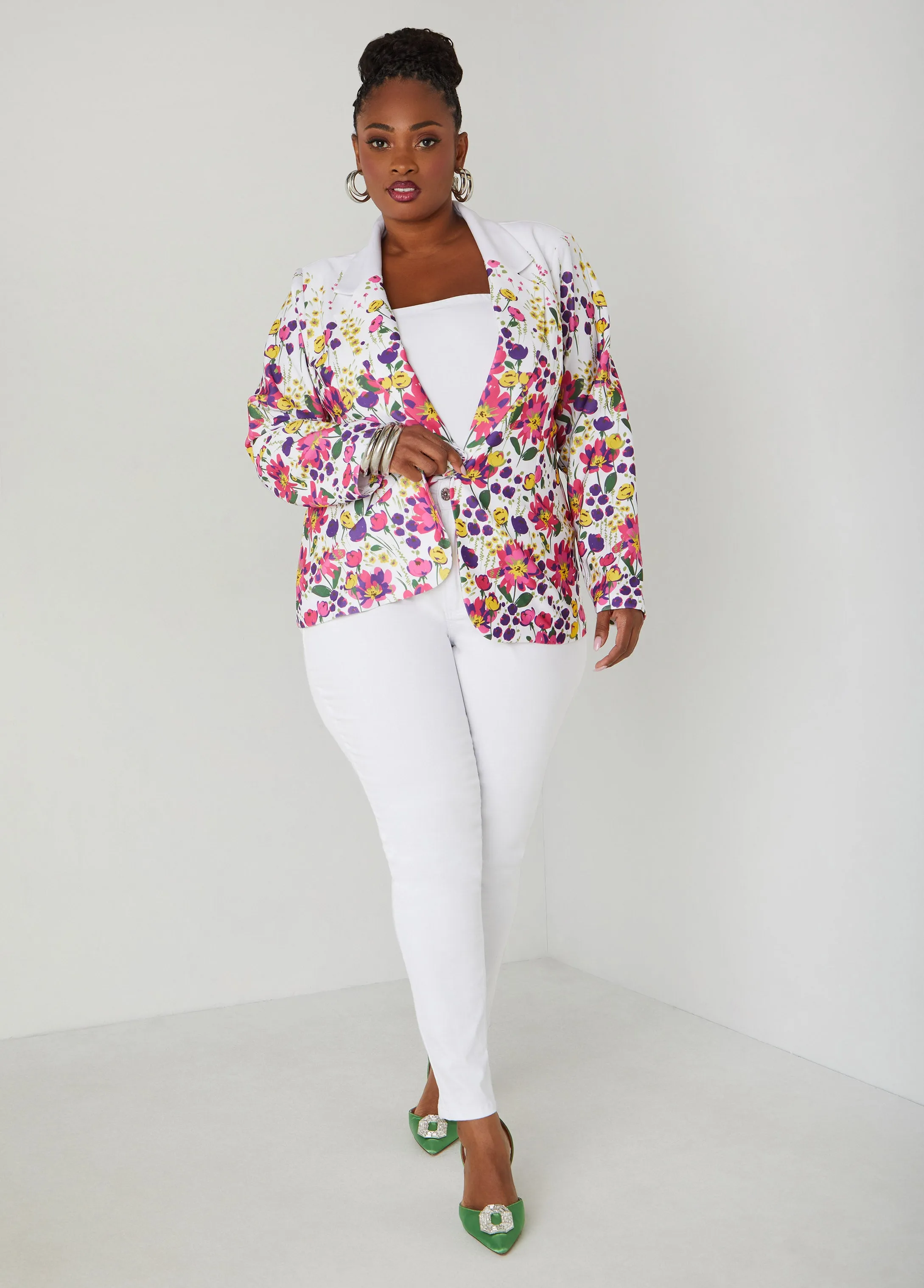 Floral Print Scuba Blazer