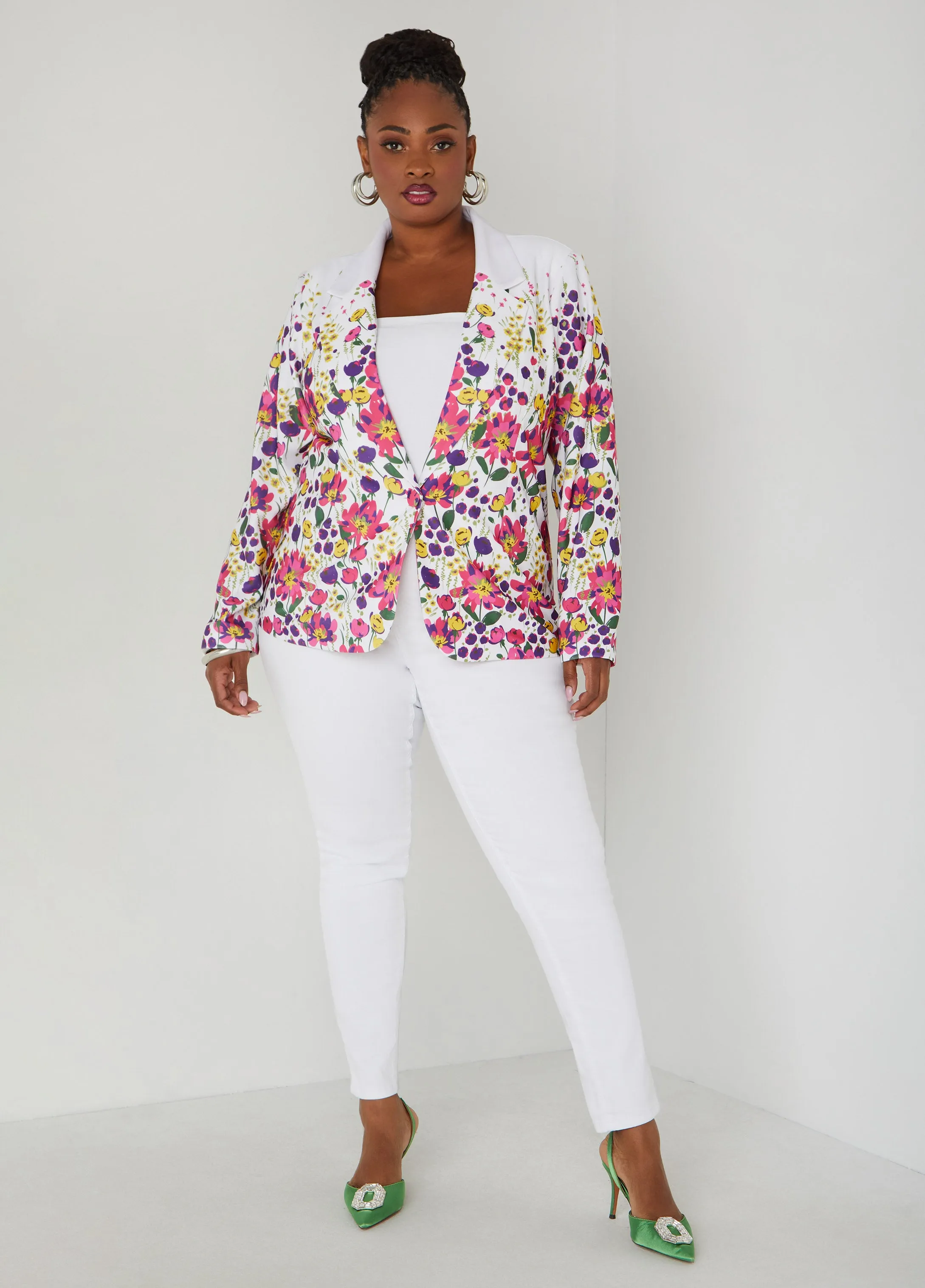 Floral Print Scuba Blazer