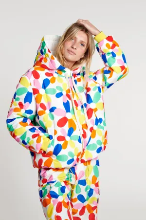 Flower Print Quilted Hoodie