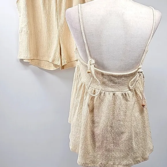 FP Beach 2 Piece Shorts Set Relaxed Fit Adjustable Straps &amp; Pockets