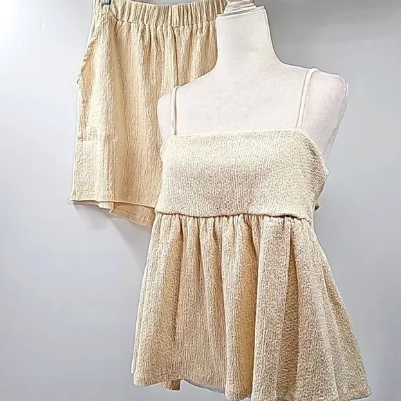 FP Beach 2 Piece Shorts Set Relaxed Fit Adjustable Straps &amp; Pockets