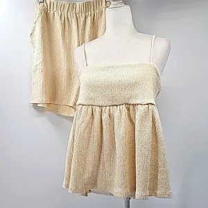 FP Beach 2 Piece Shorts Set Relaxed Fit Adjustable Straps &amp; Pockets