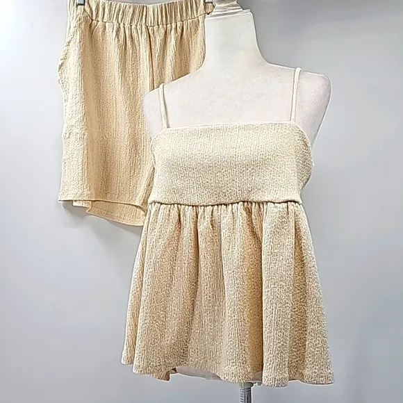 FP Beach 2 Piece Shorts Set Relaxed Fit Adjustable Straps &amp; Pockets