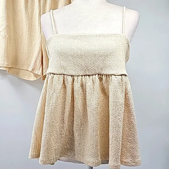FP Beach 2 Piece Shorts Set Relaxed Fit Adjustable Straps &amp; Pockets