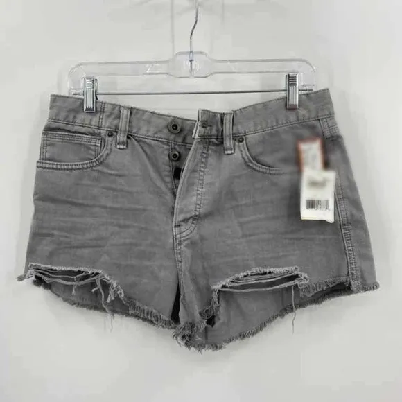 Free People High Rise Button Fly Raw Hem Cloudy Grey Shorts Womens Size 29 NWT