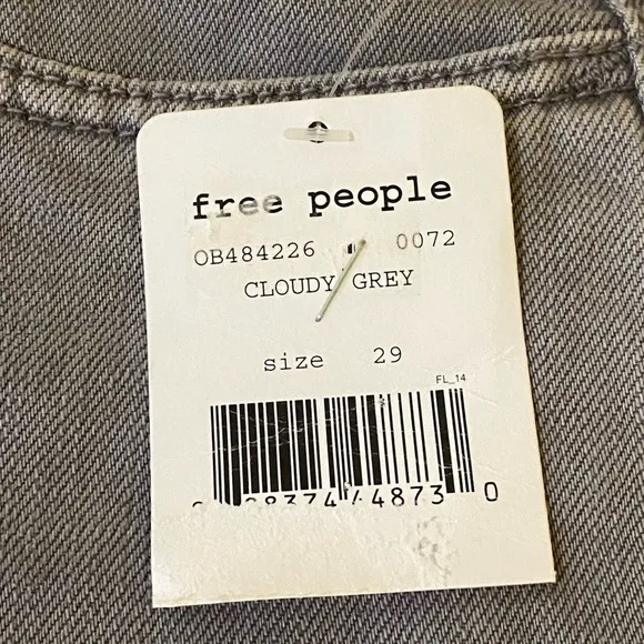 Free People High Rise Button Fly Raw Hem Cloudy Grey Shorts Womens Size 29 NWT