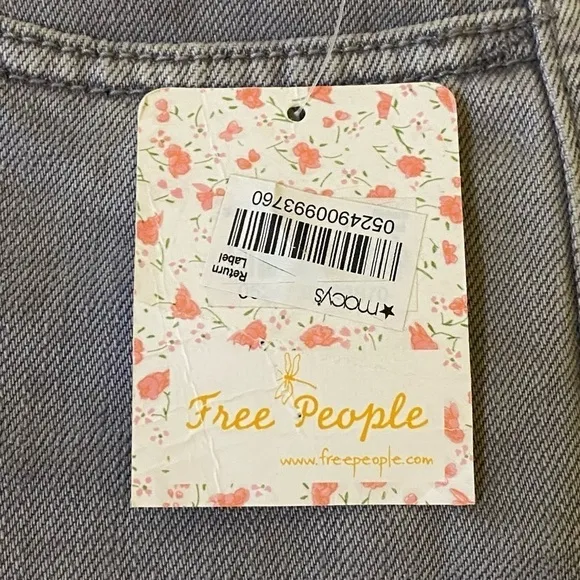 Free People High Rise Button Fly Raw Hem Cloudy Grey Shorts Womens Size 29 NWT