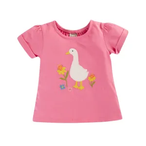 Frugi Eva Infant T-Shirt Pf4pi Pink Duck