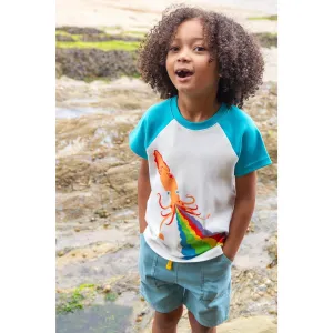 Frugi Robbie Raglan Squid T-Shirt Pn6we