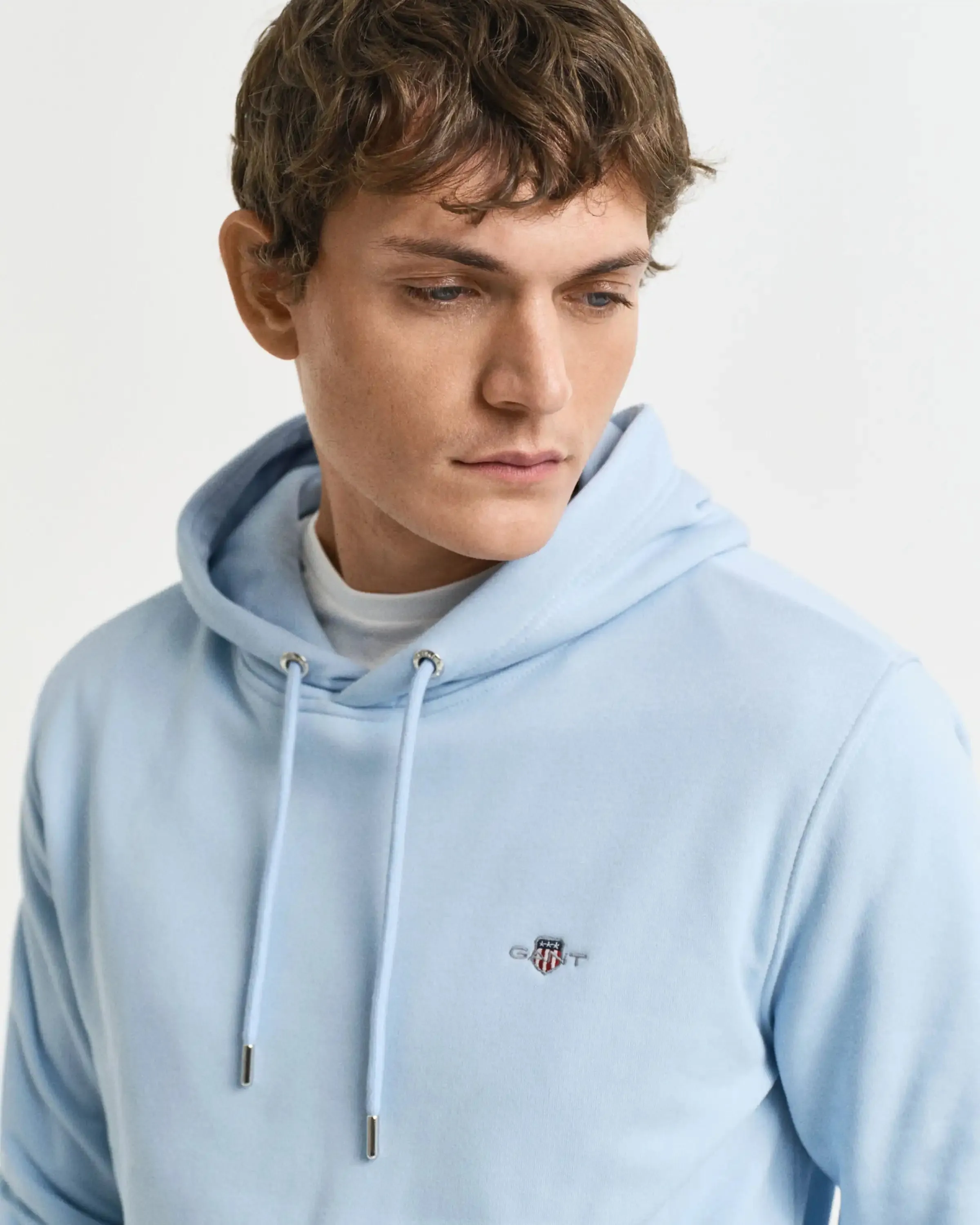 GANT Mens Regular Shield Hoodie Fresh Blue