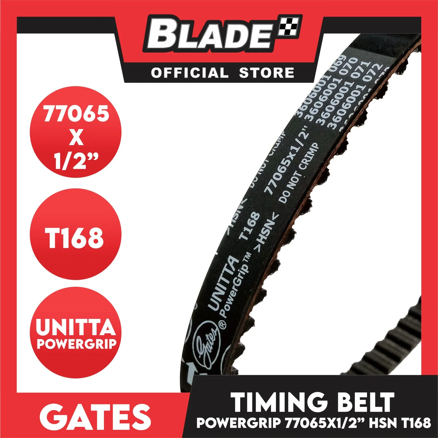 Gates Automotive PowerGrip Timing Fan Belt T168 For Hyundai
