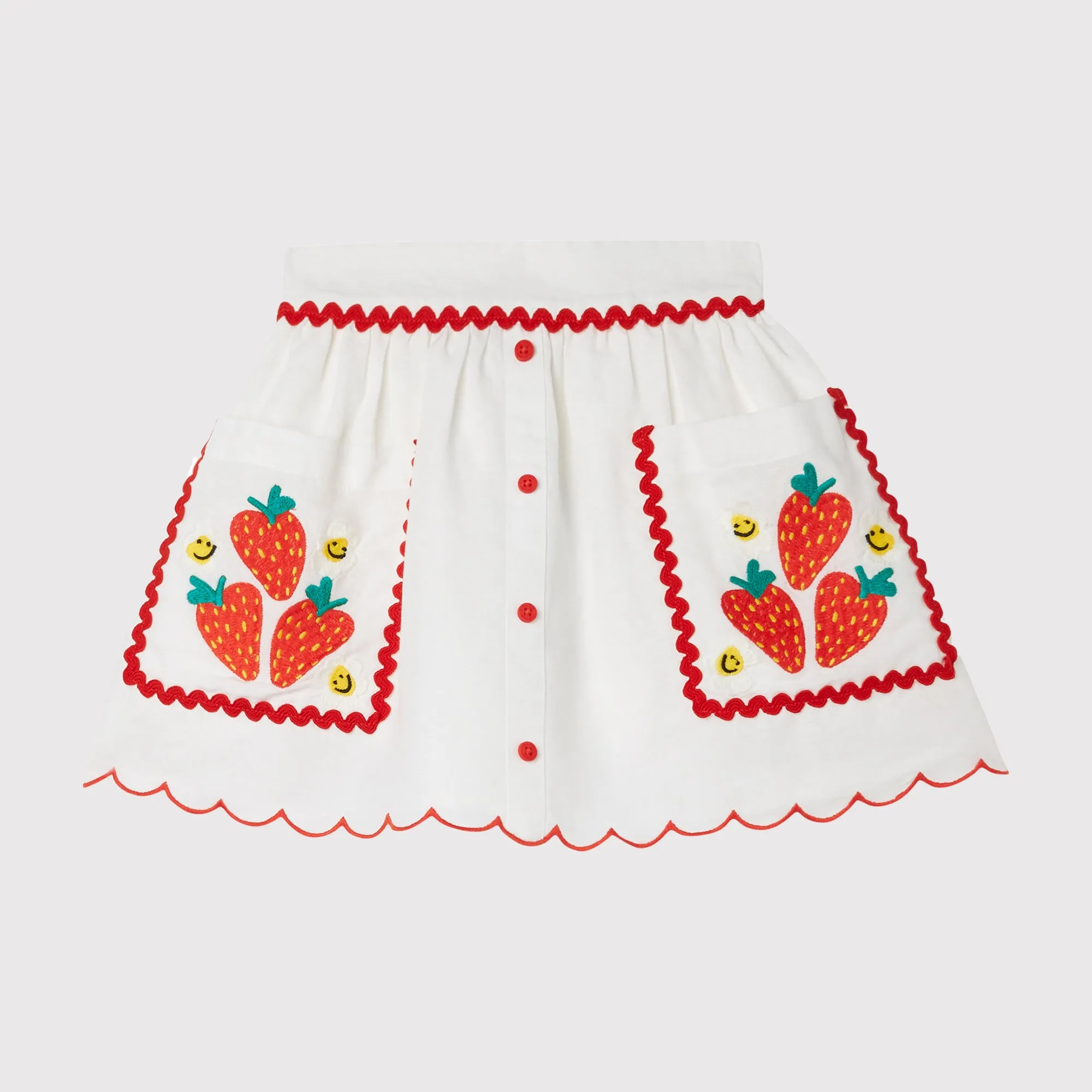 GIRL SKIRT WITH STRAWBERRY FLOWERS PRINT RIC RAC