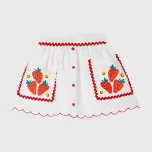 GIRL SKIRT WITH STRAWBERRY FLOWERS PRINT RIC RAC