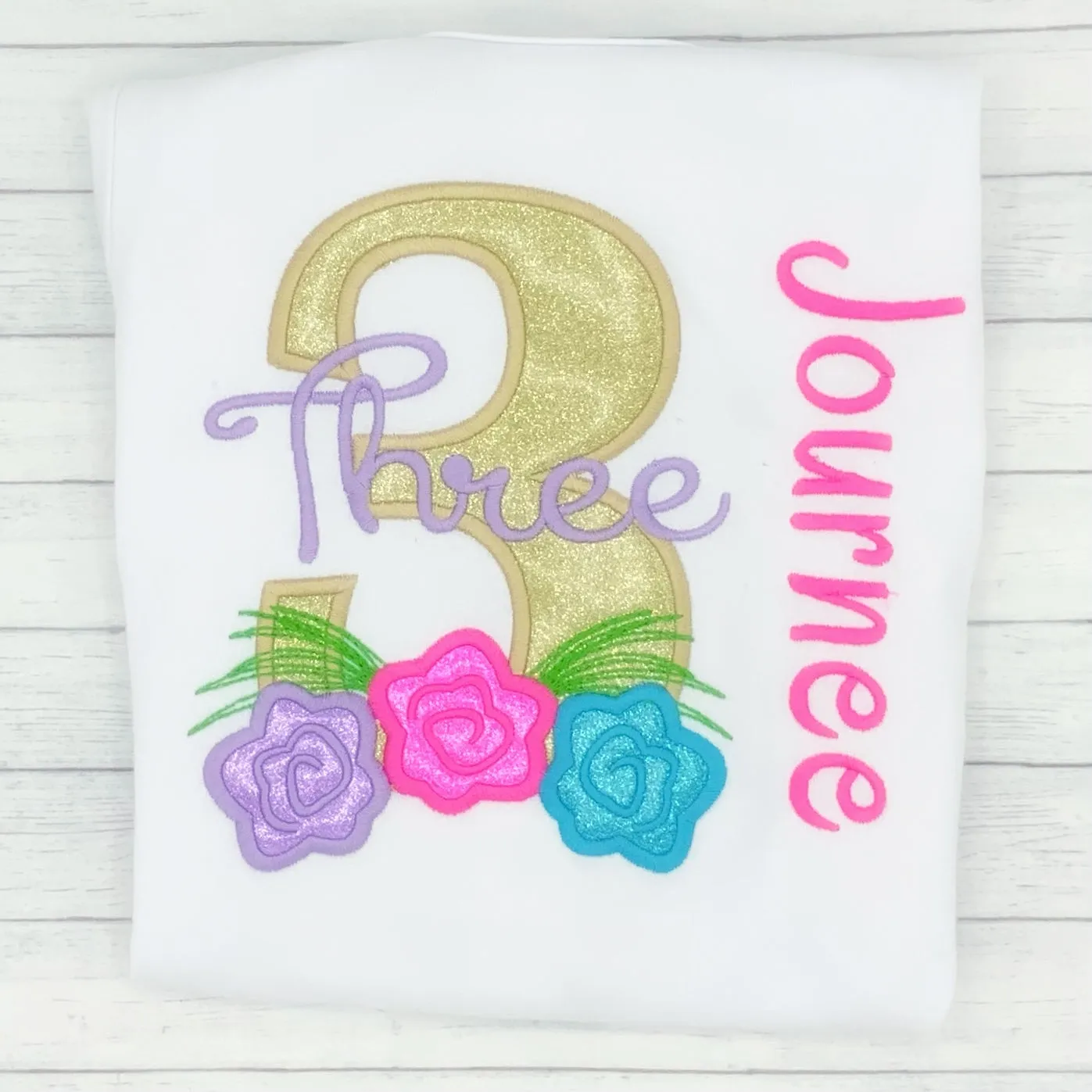 Girls Birthday Shirt w/ Flowers (age 1-9)