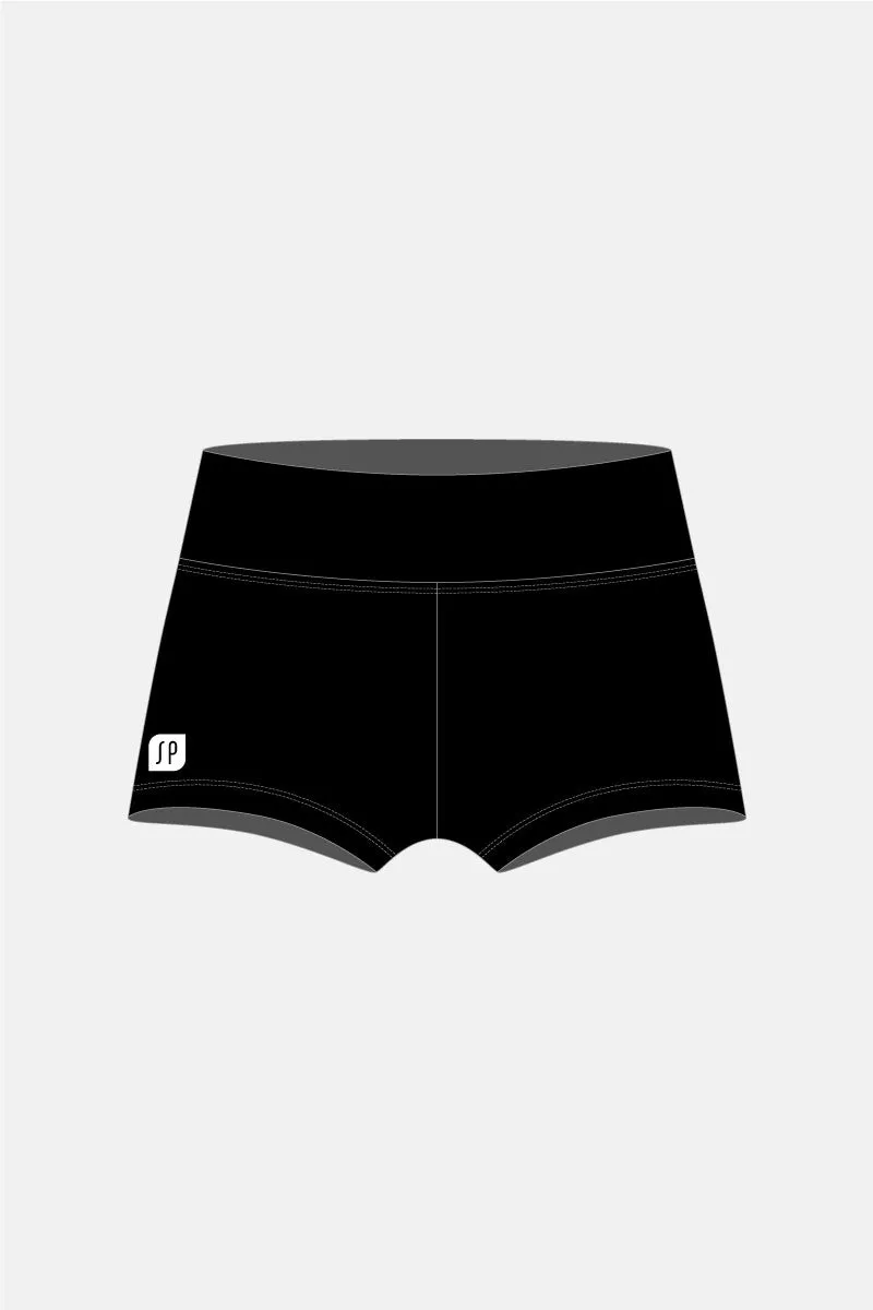 Girls Black Matt Waistband Shorts