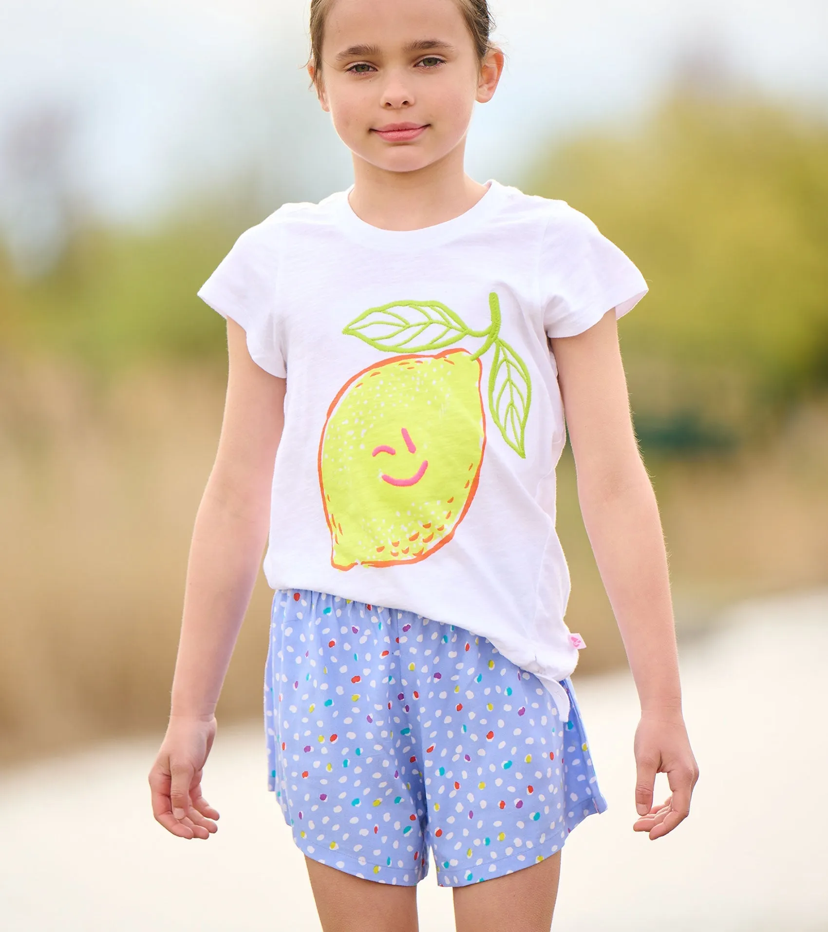 Girls Happy Lemon Tie Front T-Shirt
