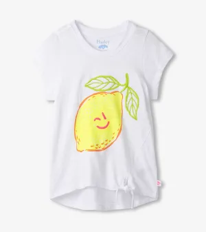 Girls Happy Lemon Tie Front T-Shirt