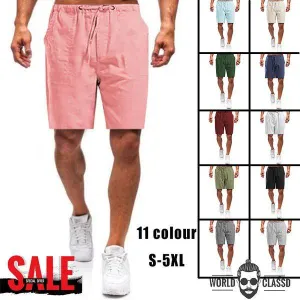 Glistensport Men's linen loose casual shorts