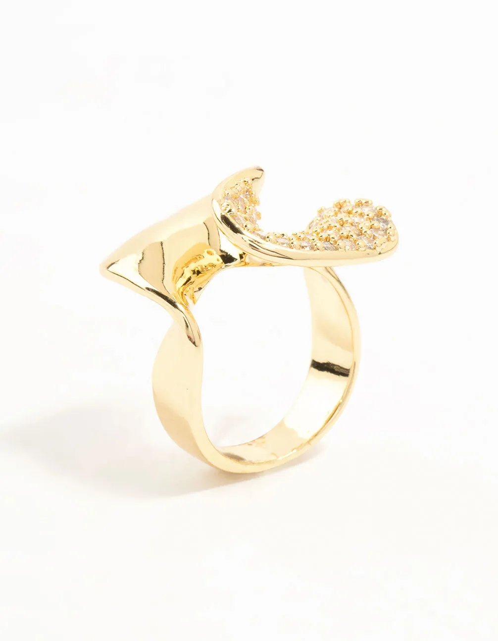 Gold Plated Cubic Zirconia Twisted Ring