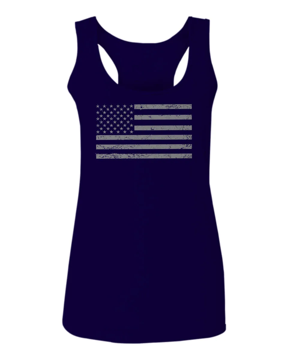 Gray America USA Patriotic American United States Vintage Flag  women's Tank Top sleeveless Racerback